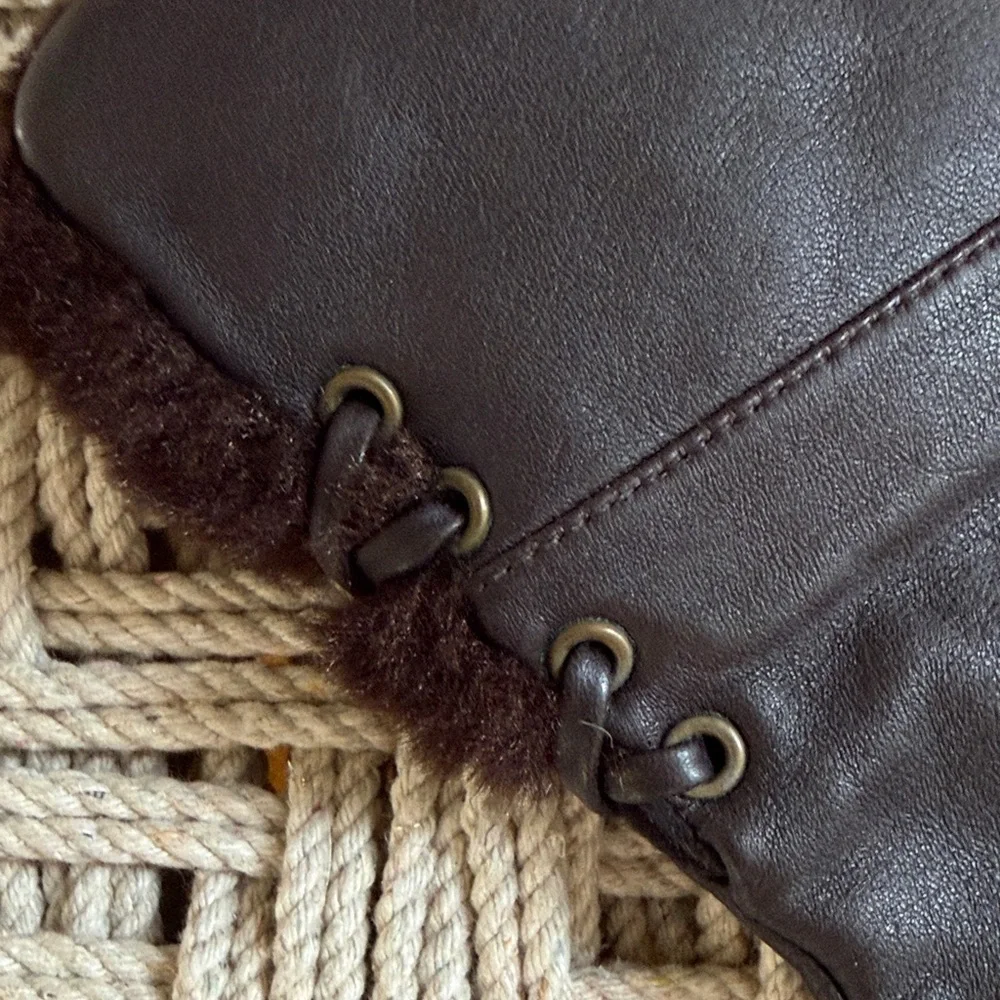 Vintage Ann Taylor Loft Dark Brown Leather Women's Gloves Size Small